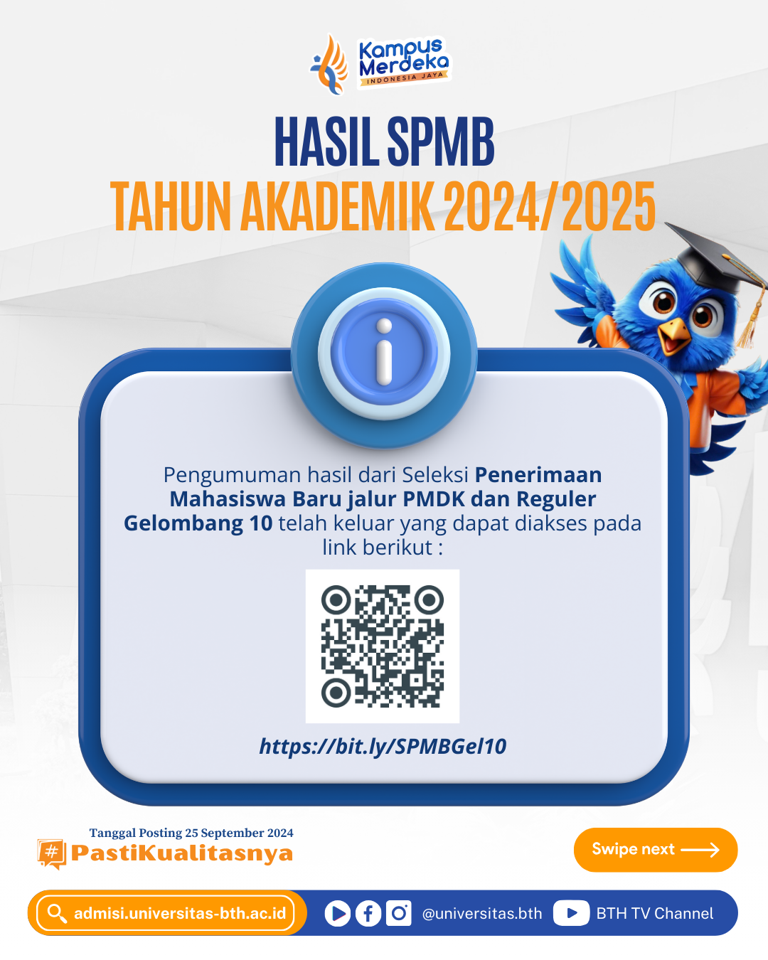 Pengumuman SPMB Gel. 10